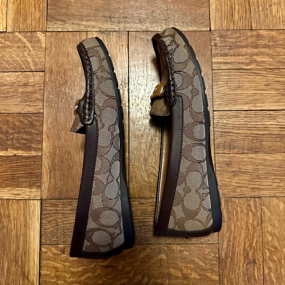 LIKE NEW Coach Signature Brown and Tan Loafers - Picture 3 of 6